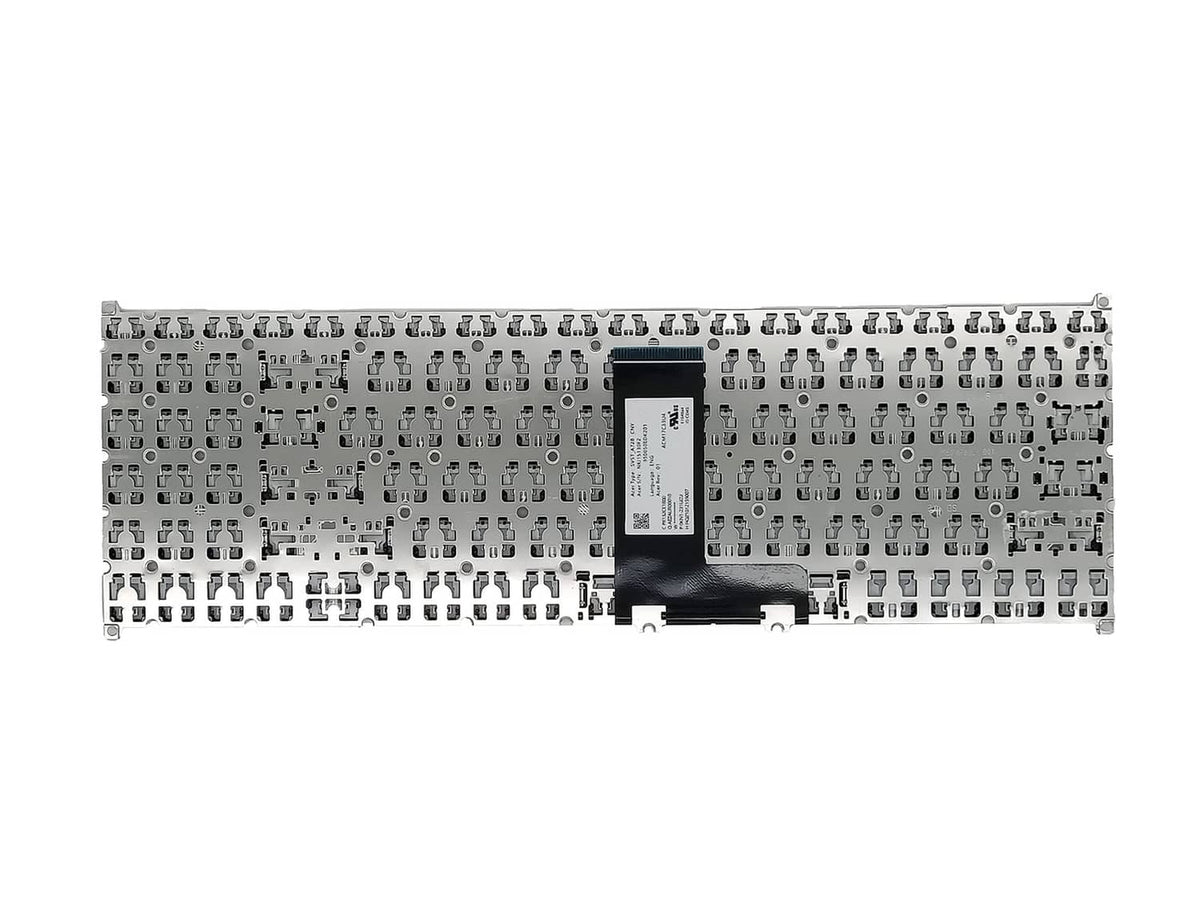 Silver replacement laptop keyboard with small icons and black connector area