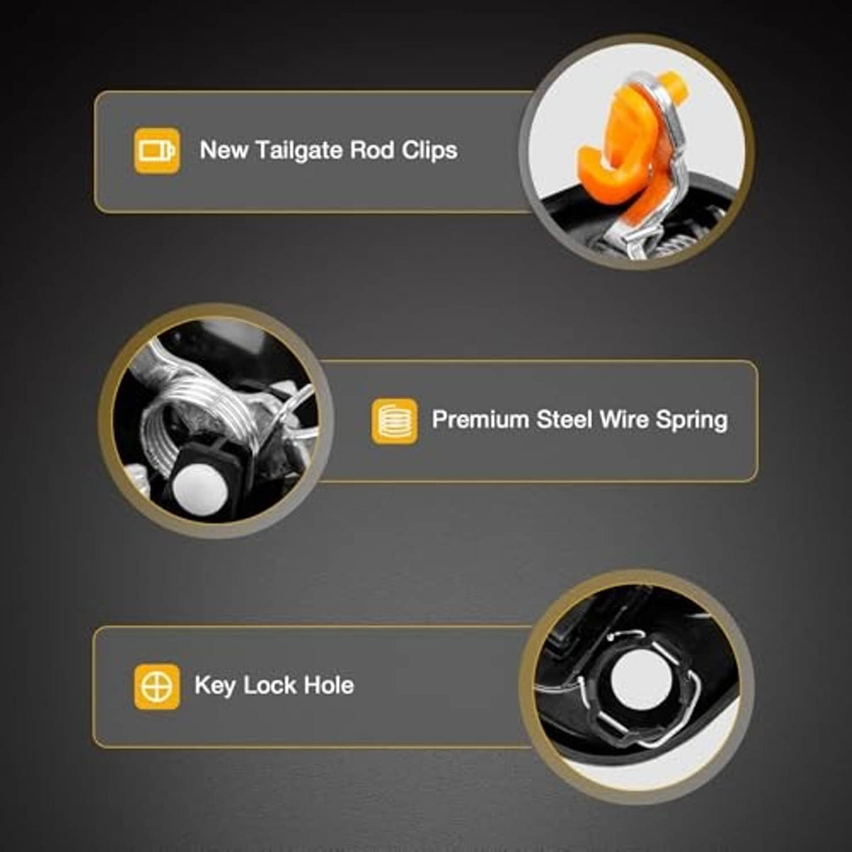 Door handle lock kit parts with keyhole and steel wire spring
