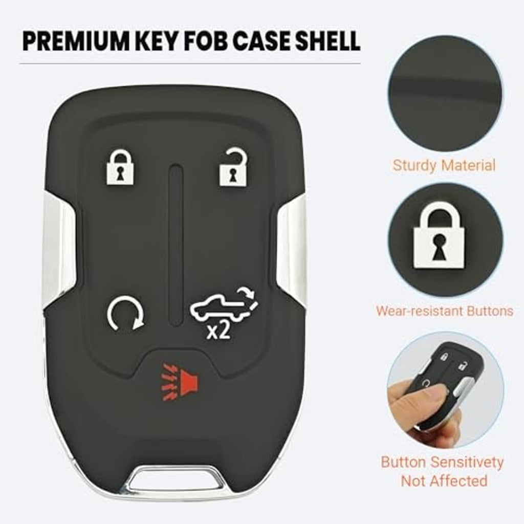 Dark smart key fob shell cover with wear-resistant buttons and button protection