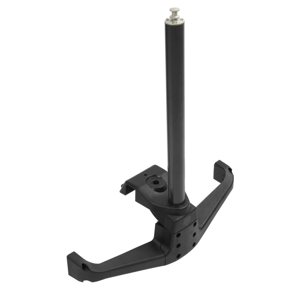 Black water ski wake pylon with curved mounting base and central pole