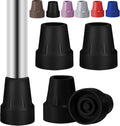 Set of black replacement rubber crutch tips with rounded base and central opening