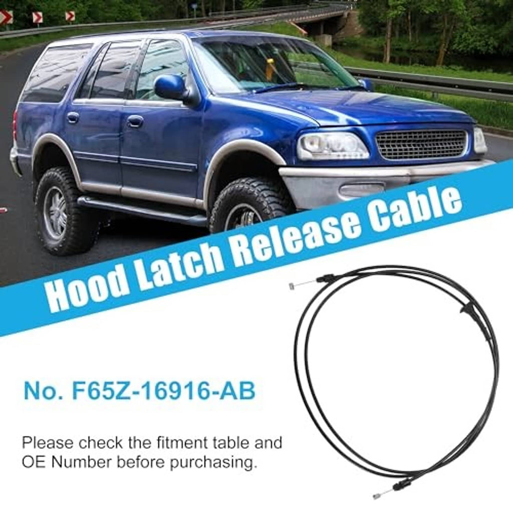 Black hood latch release cable with metal tip and two connector ends