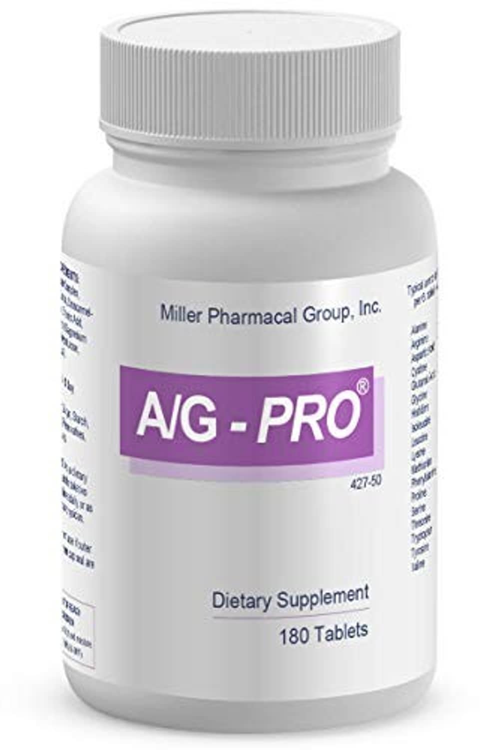 Miller Pharmacal AG-PRO dietary supplement bottle, 180 tablets