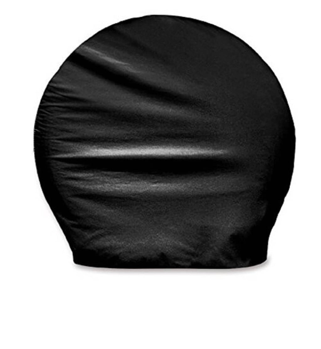 Black vinyl tyre guard cover cap, rounded dome shape with elastic hem