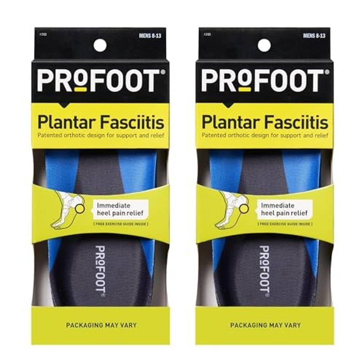 Profoot plantar fasciitis orthotic insoles package, men’s 8–13