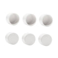 Set of 6 white PVC pipe end caps with open socket ends and flat tops