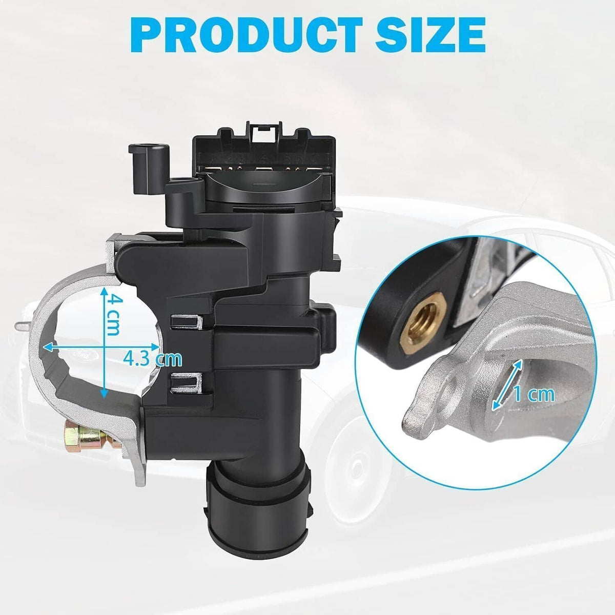 Ignition lock housing assembly with black plastic body and brass terminal stud