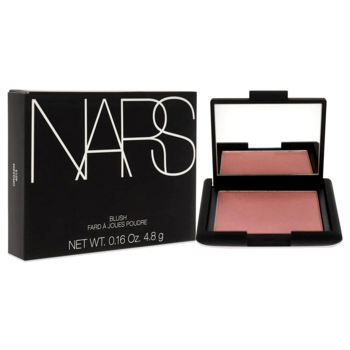 NARS blush compact with peach-pink powder and matching outer box
