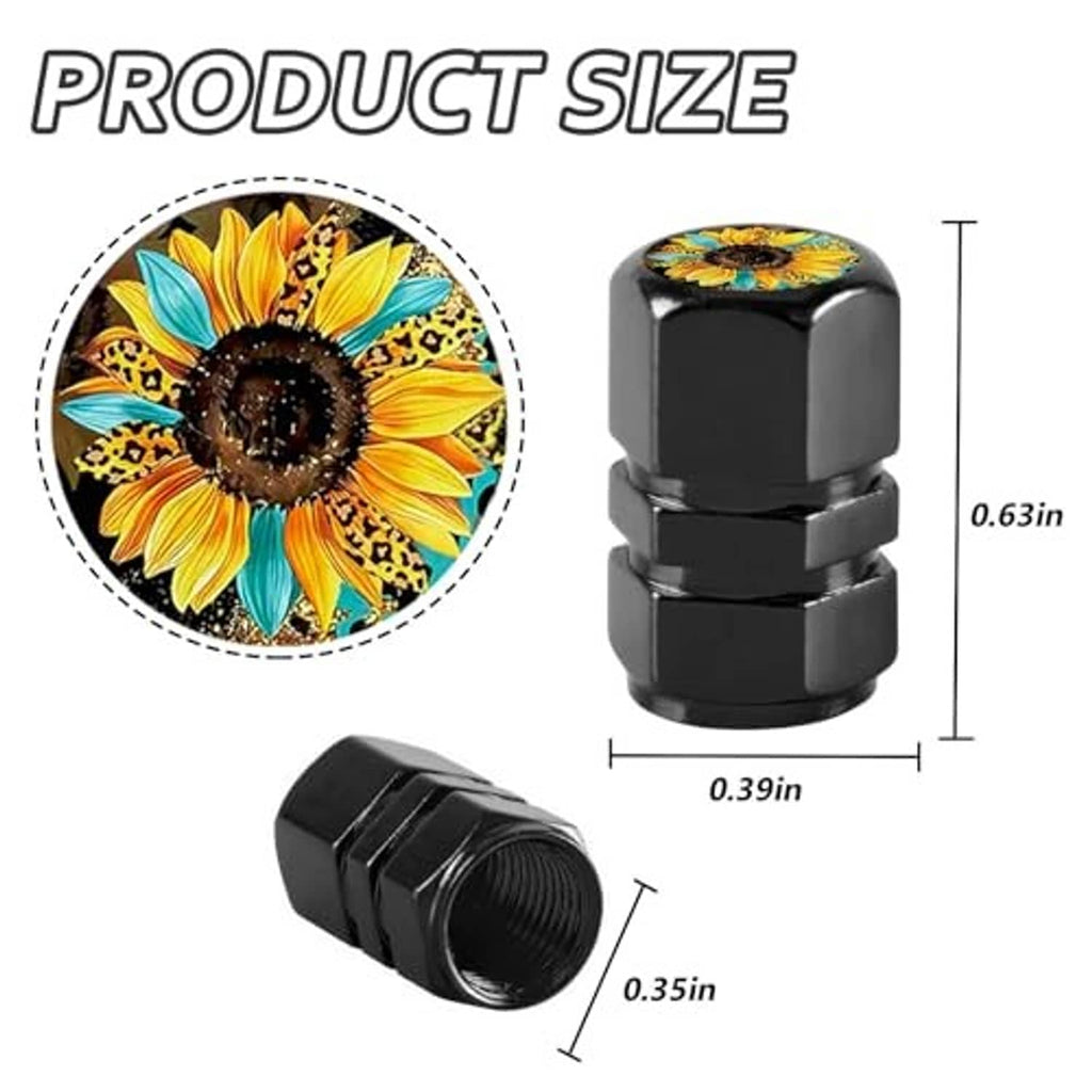 Black tire valve stem cap with threaded metal end and hex body