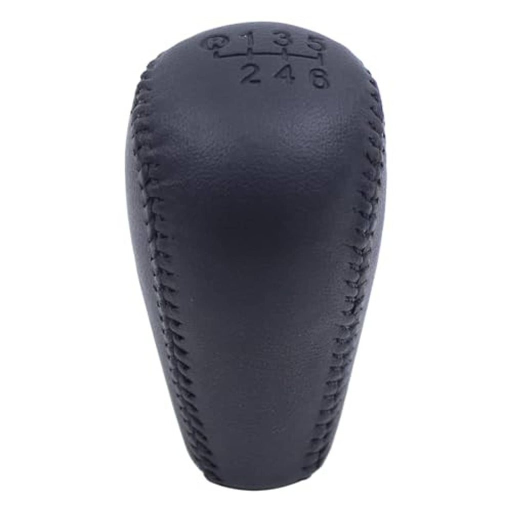 Leather gear shift knob with 1–6 and R markings on rounded top