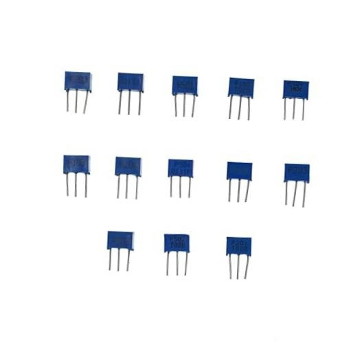 Trimmer potentiometer assortment kit with 3-pin blue single-turn modules, set of 13