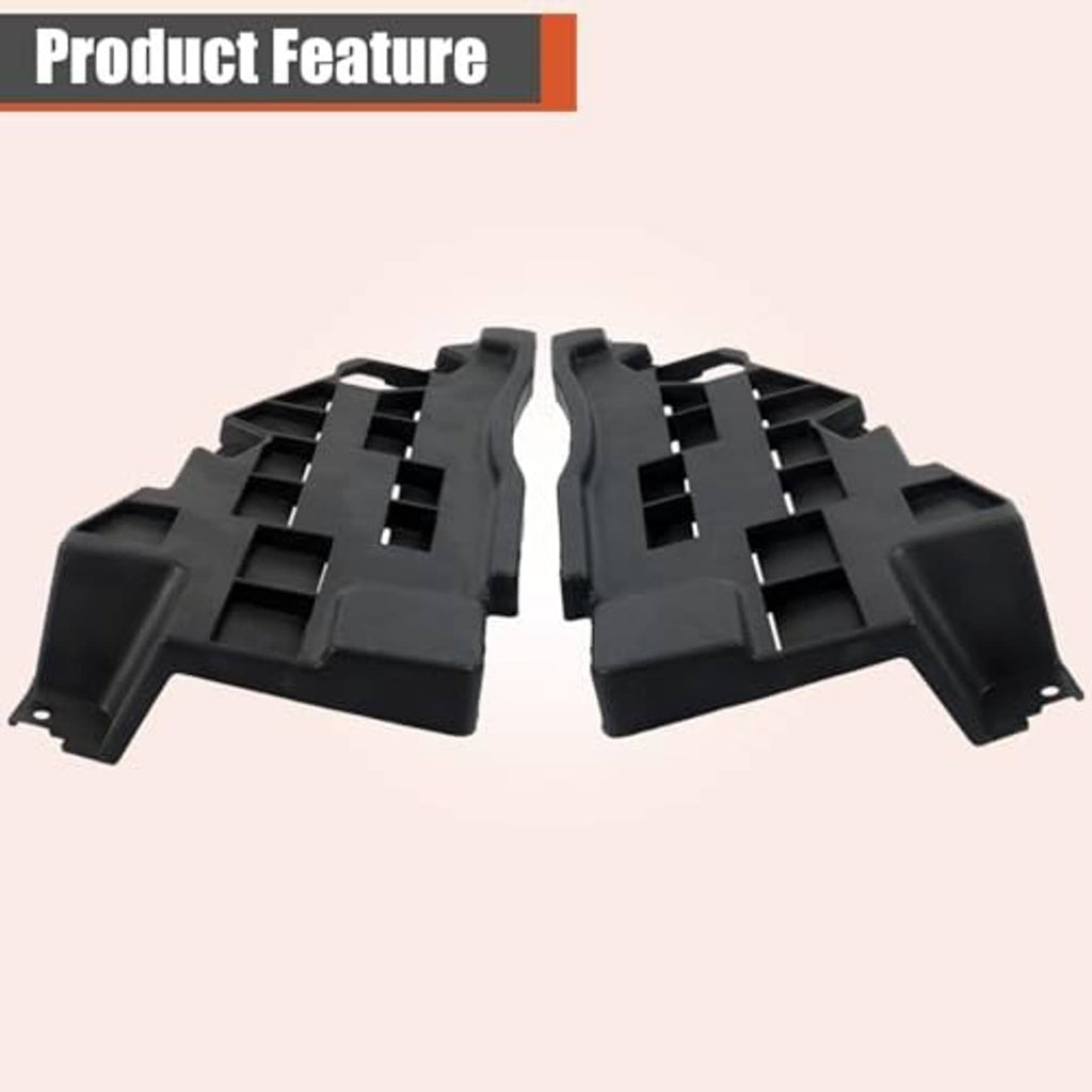 Black front bumper bracket pair with curved inner edge and mounting points