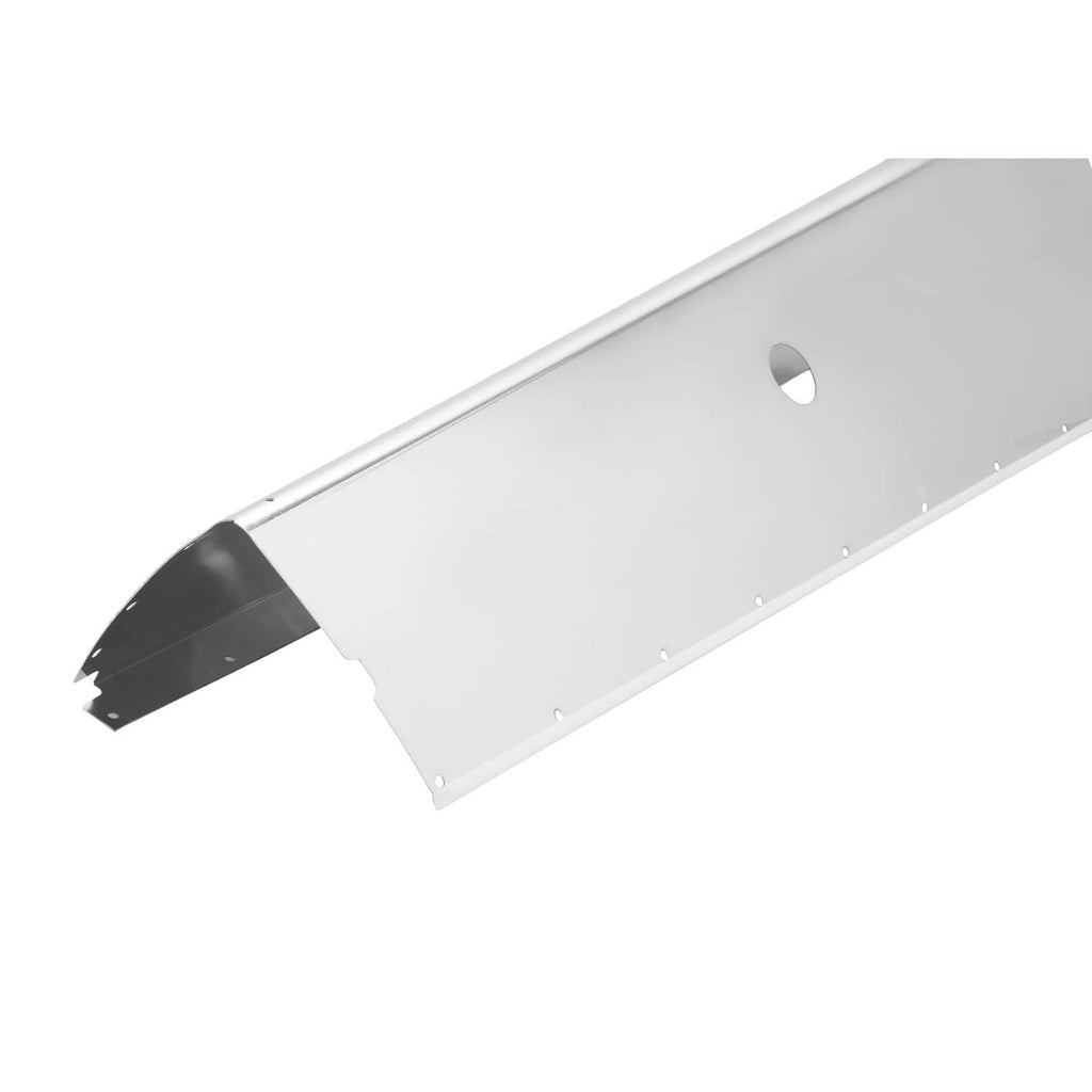Polished aluminum landing gear fairing with black end cutout and side mounting holes