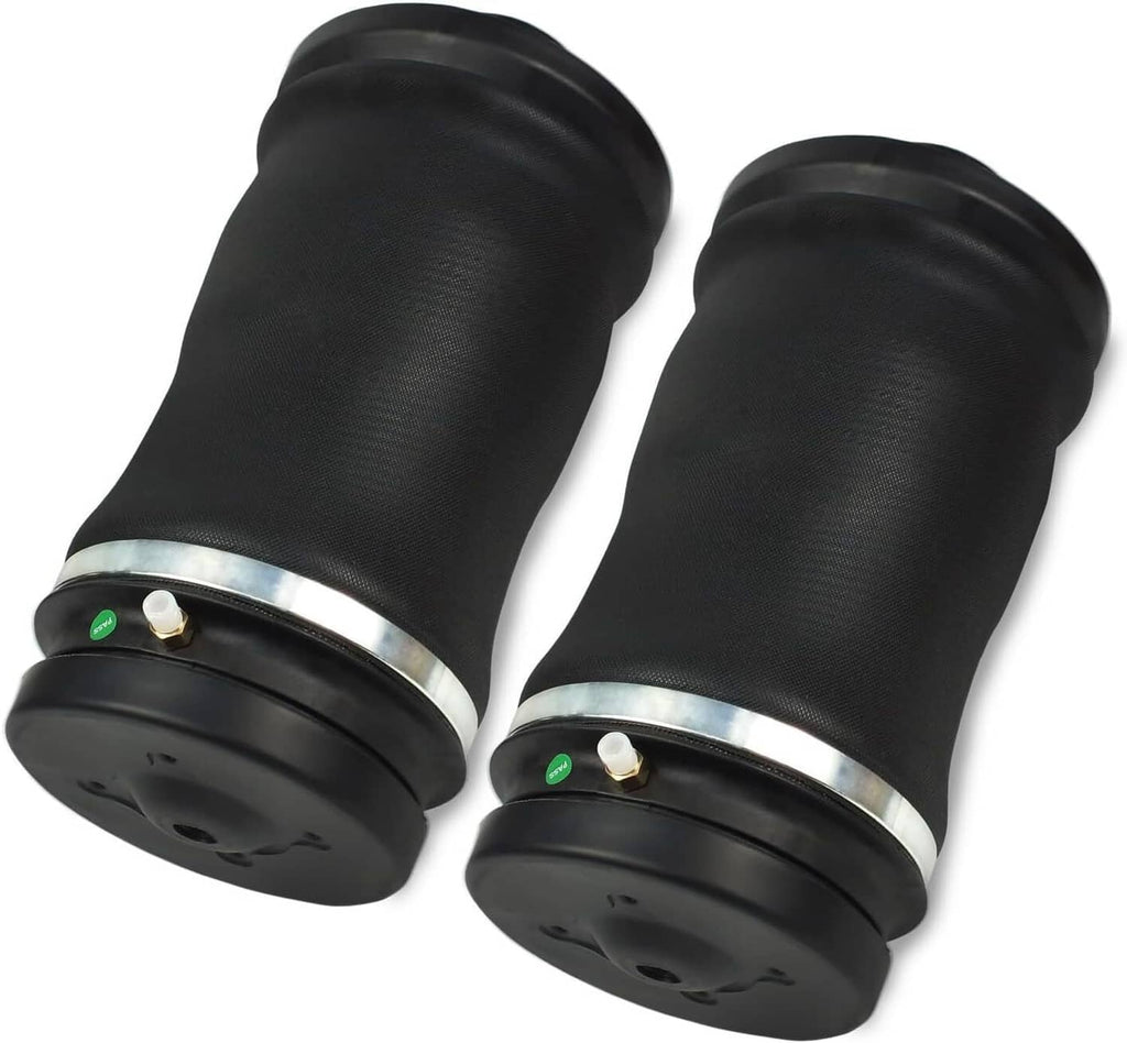 Rear air suspension spring bags set: black rubber cylinders with metal rings and valves