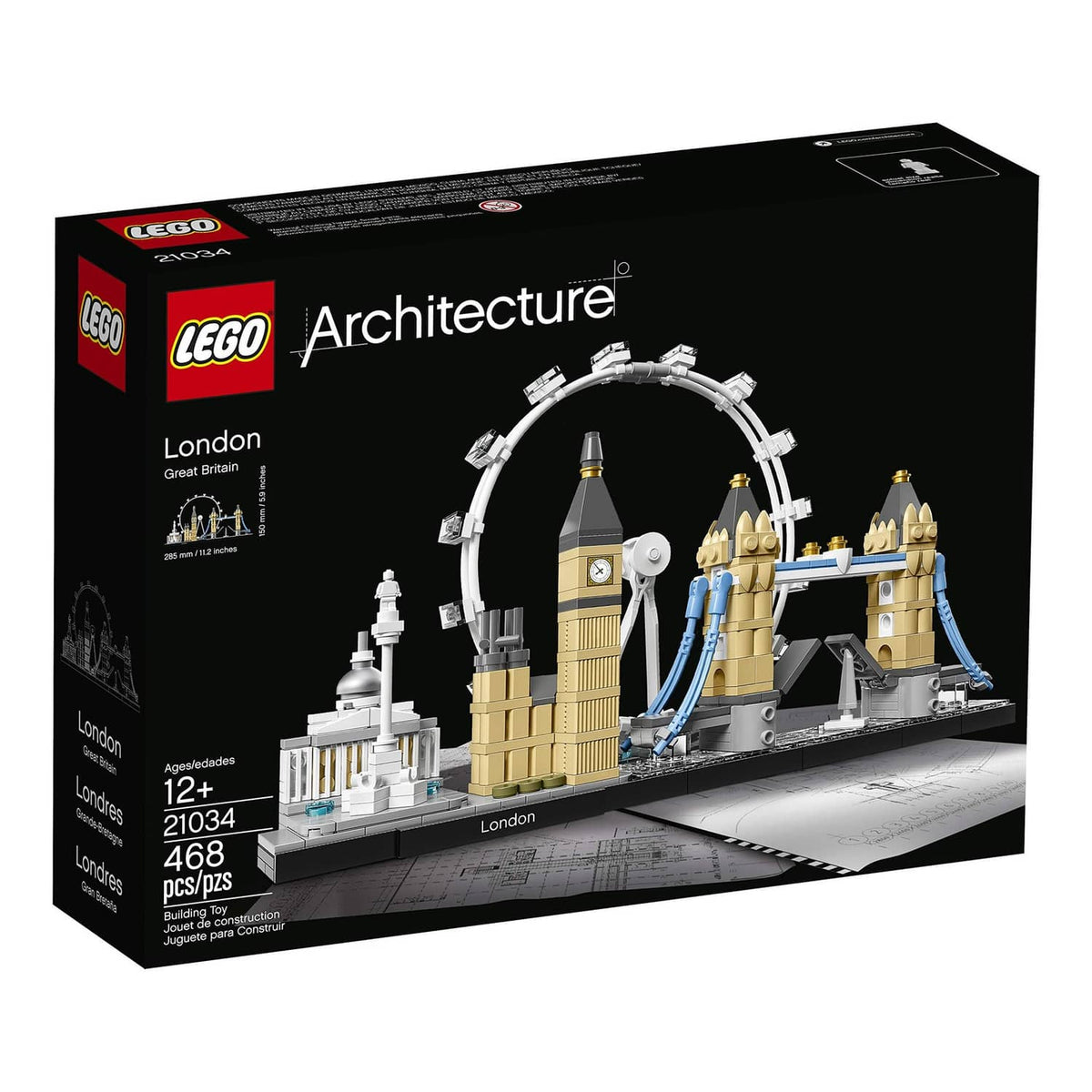 LEGO Architecture London skyline building set box front with multicolor tower model artwork