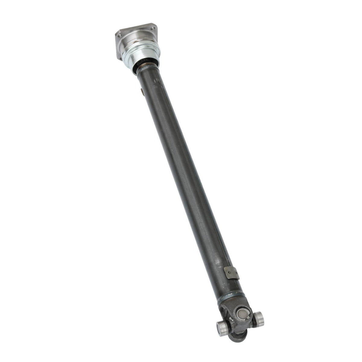 Front prop drive shaft assembly with long metal shaft and end universal joint