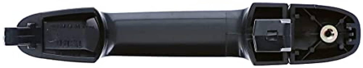 Primed black exterior door handle with interior latch/connector area exposed