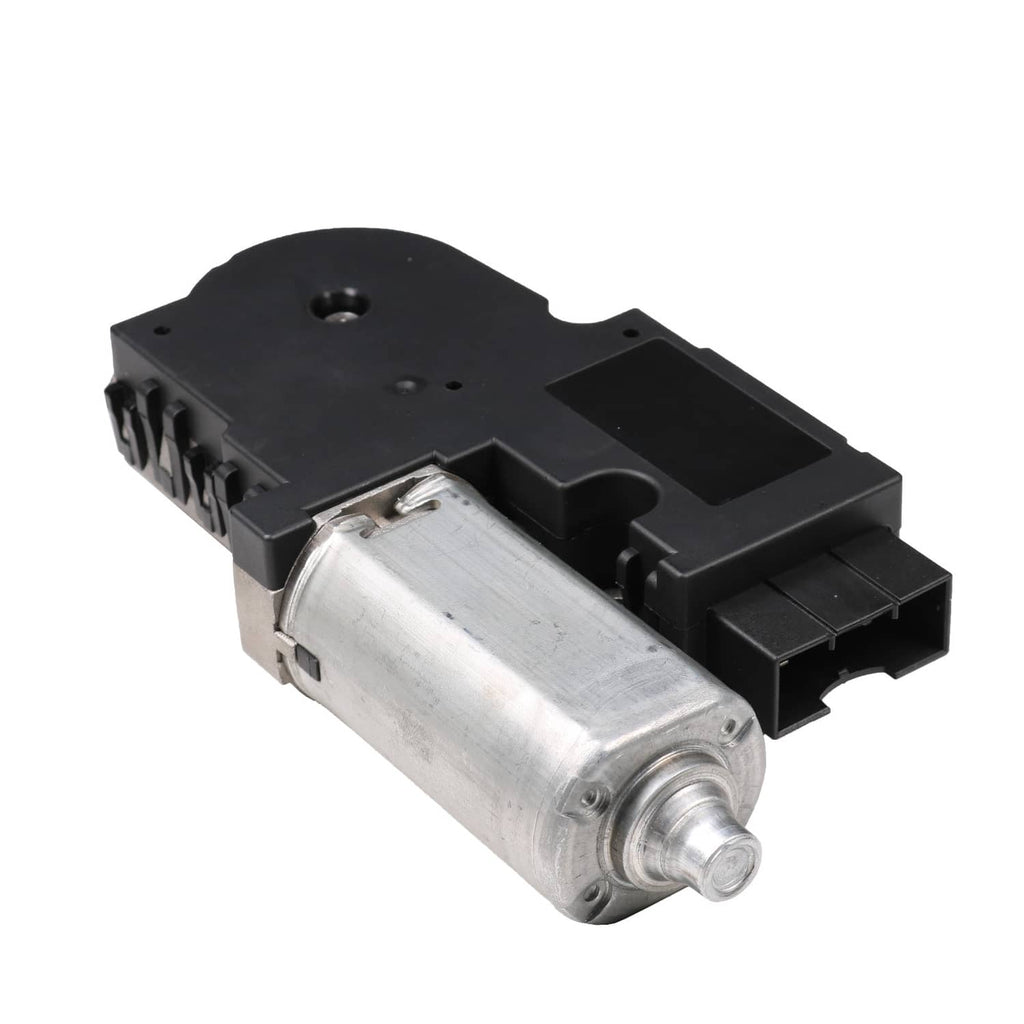 Sunroof moon roof motor with silver cylinder and black electrical connector housing