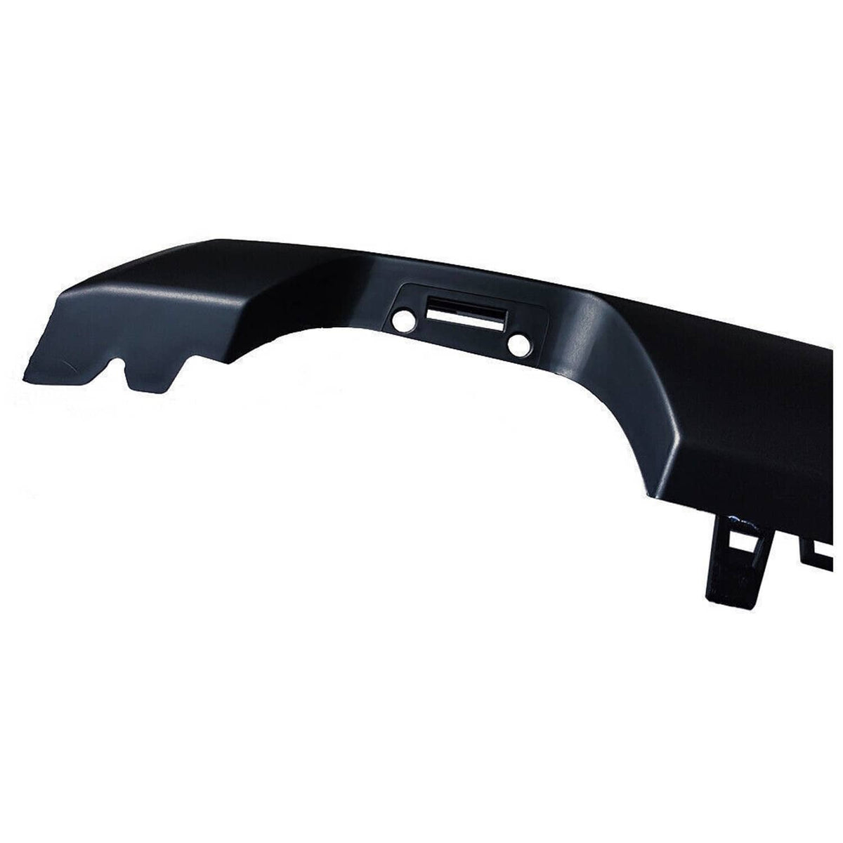 Matte black front bumper lower molding trim valance corner section with mounting holes