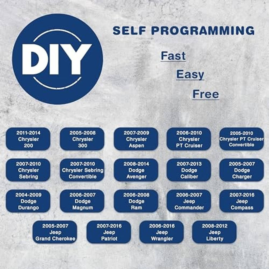Key fob DIY self-programming compatibility chart with vehicle year models shown