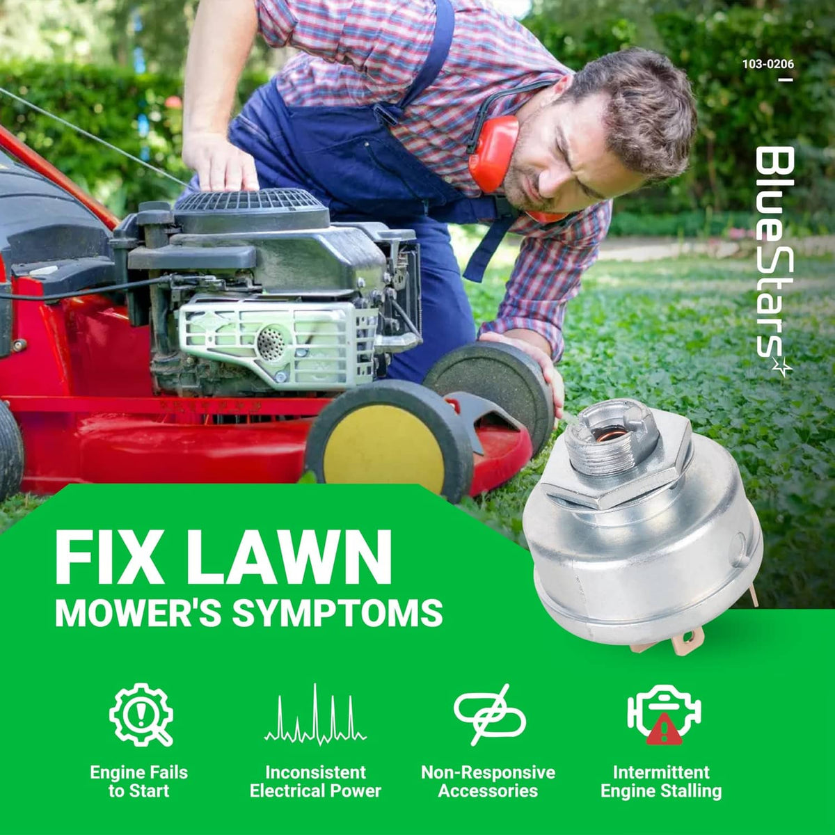 Lawn mower ignition switch replacement, silver metal housing with 6 terminals