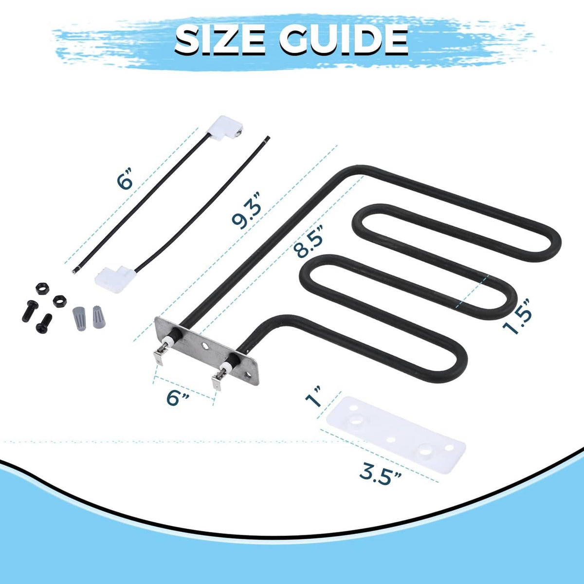 Electric smoker heating element kit with mounting bracket and U-shaped coil