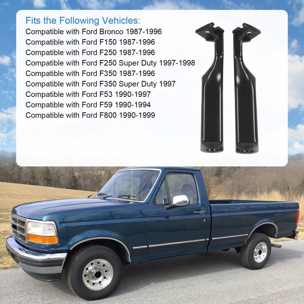 Pair of black interior door handles with mounting brackets for vehicle interior
