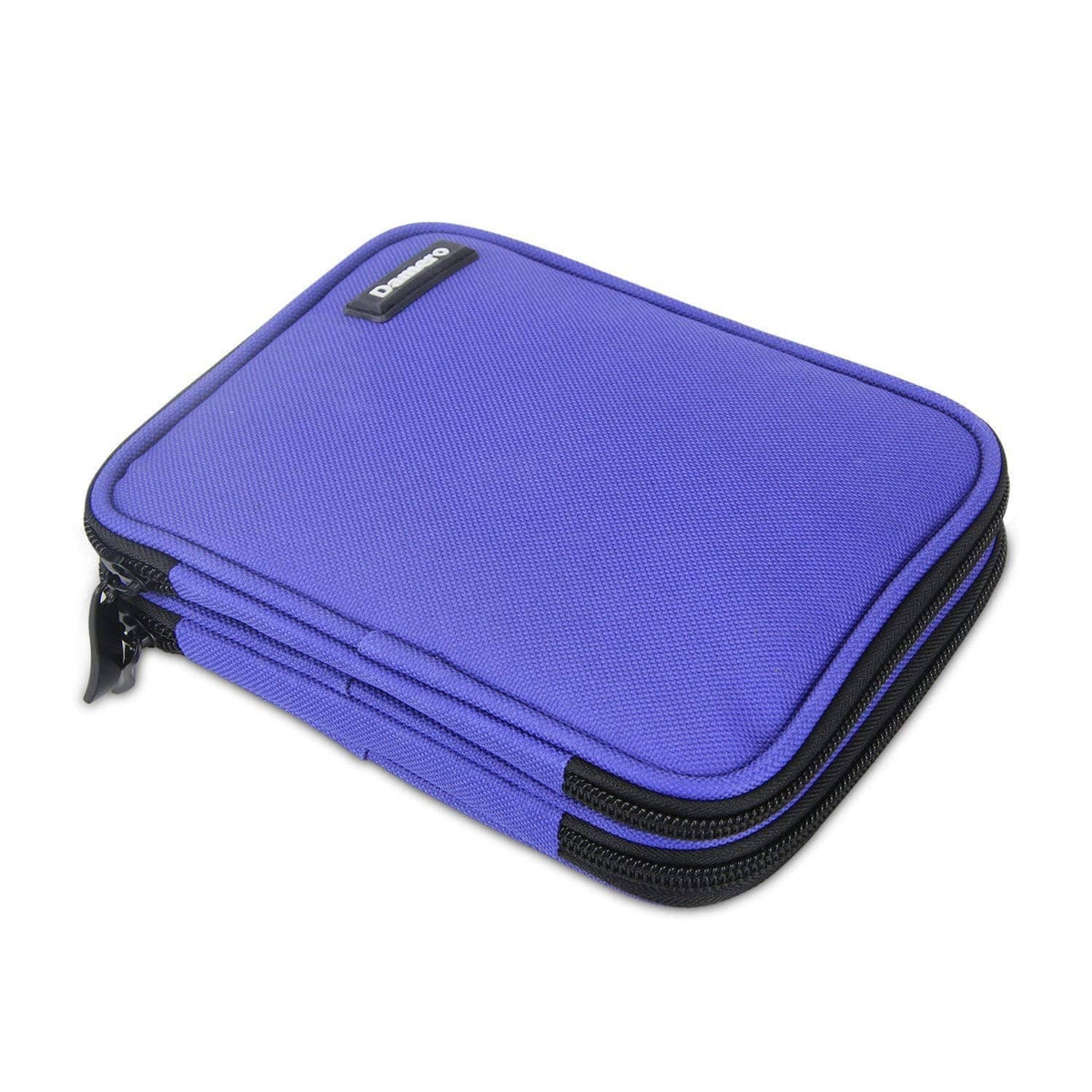 Damero crochet hook case, purple zip organizer pouch with black trim and compact profile
