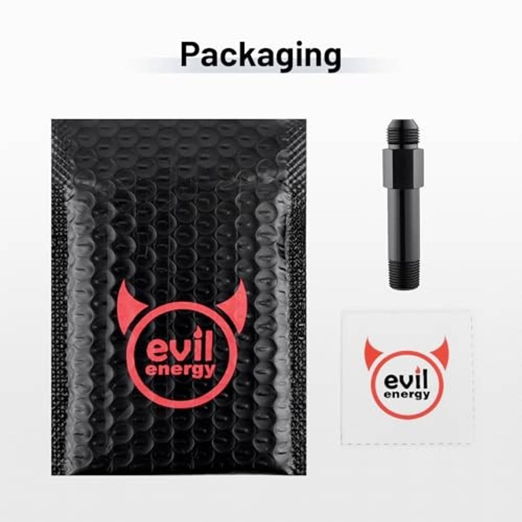 Black aluminum swivel fitting pictured with retail packaging insert and tag