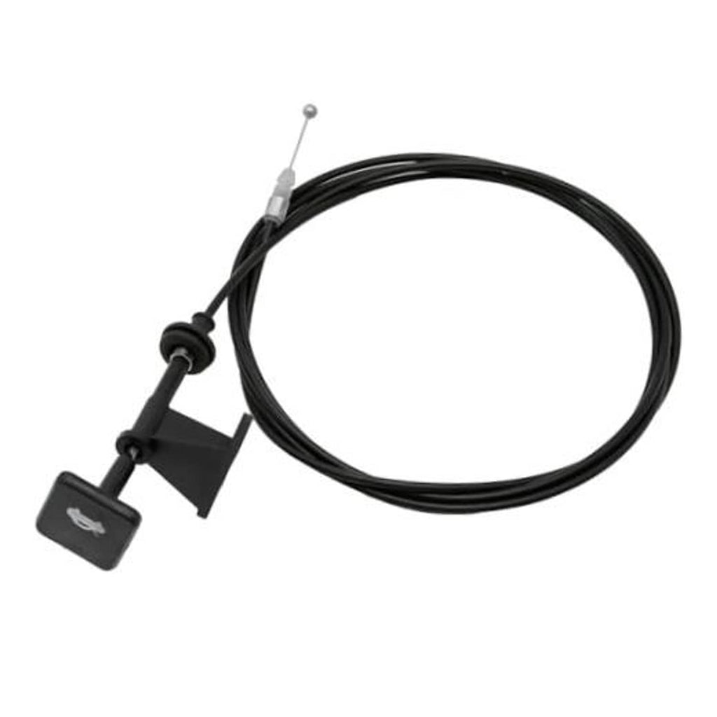 Front hood latch release wire cable with black bracket and long black wire