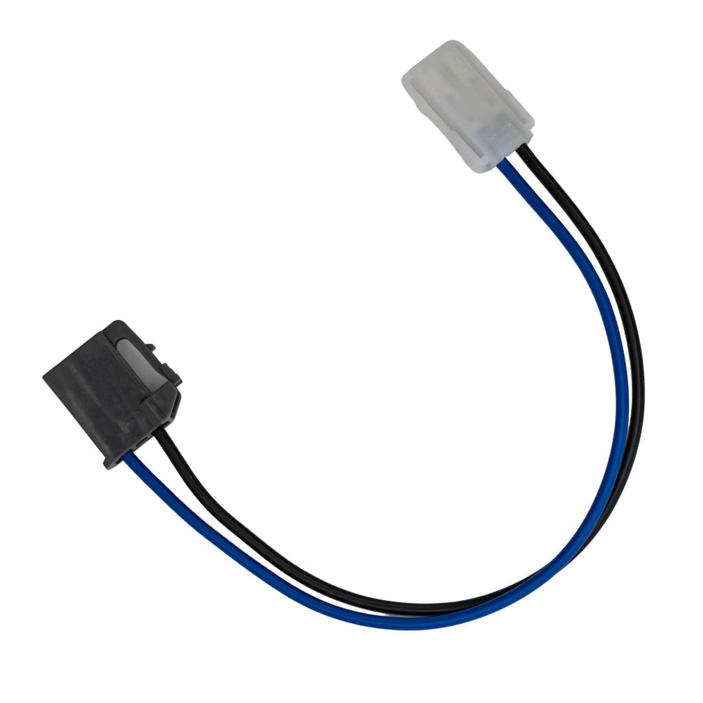 Wiring harness for fuel pump with blue and black wires and two connectors