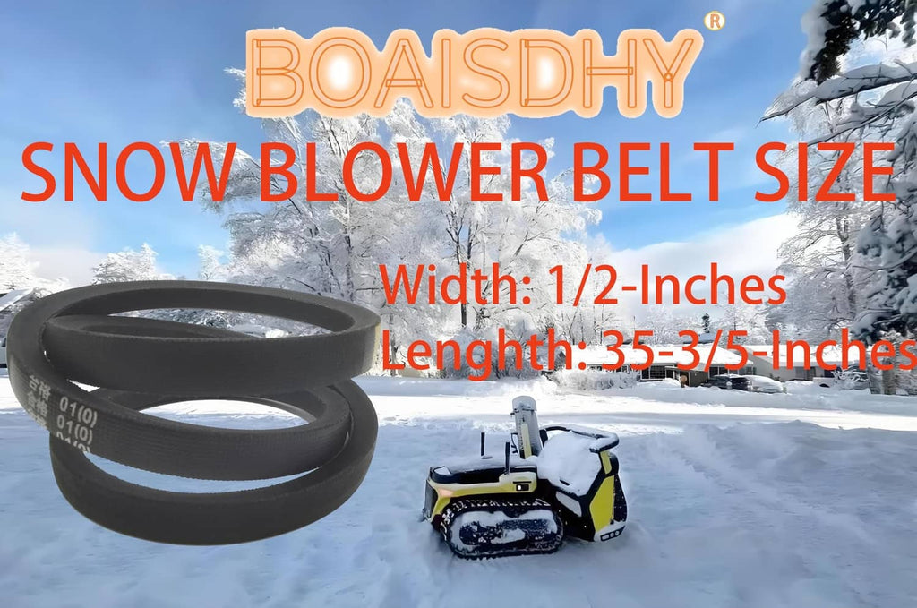 Black snow blower drive V-belt coiled loop, with compact snow blower