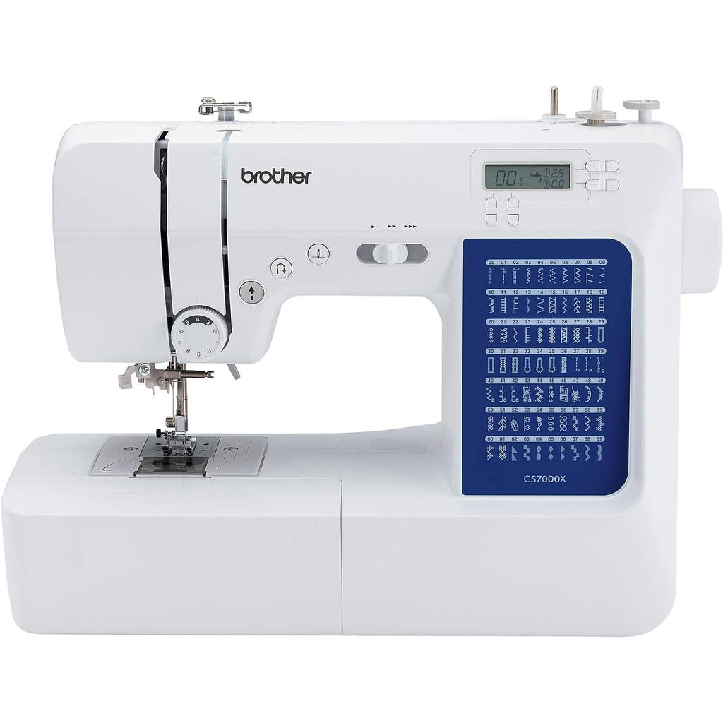 White Brother sewing and quilting machine with needle and blue stitch panel