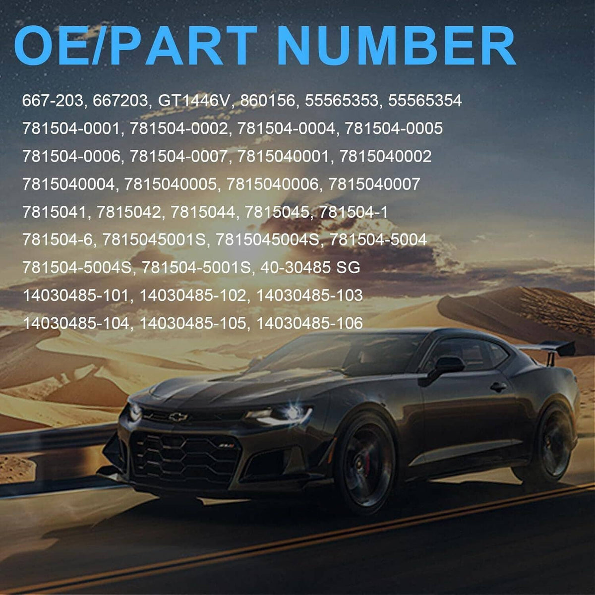 Turbocharger OE/part number graphic with vehicle silhouette illustration
