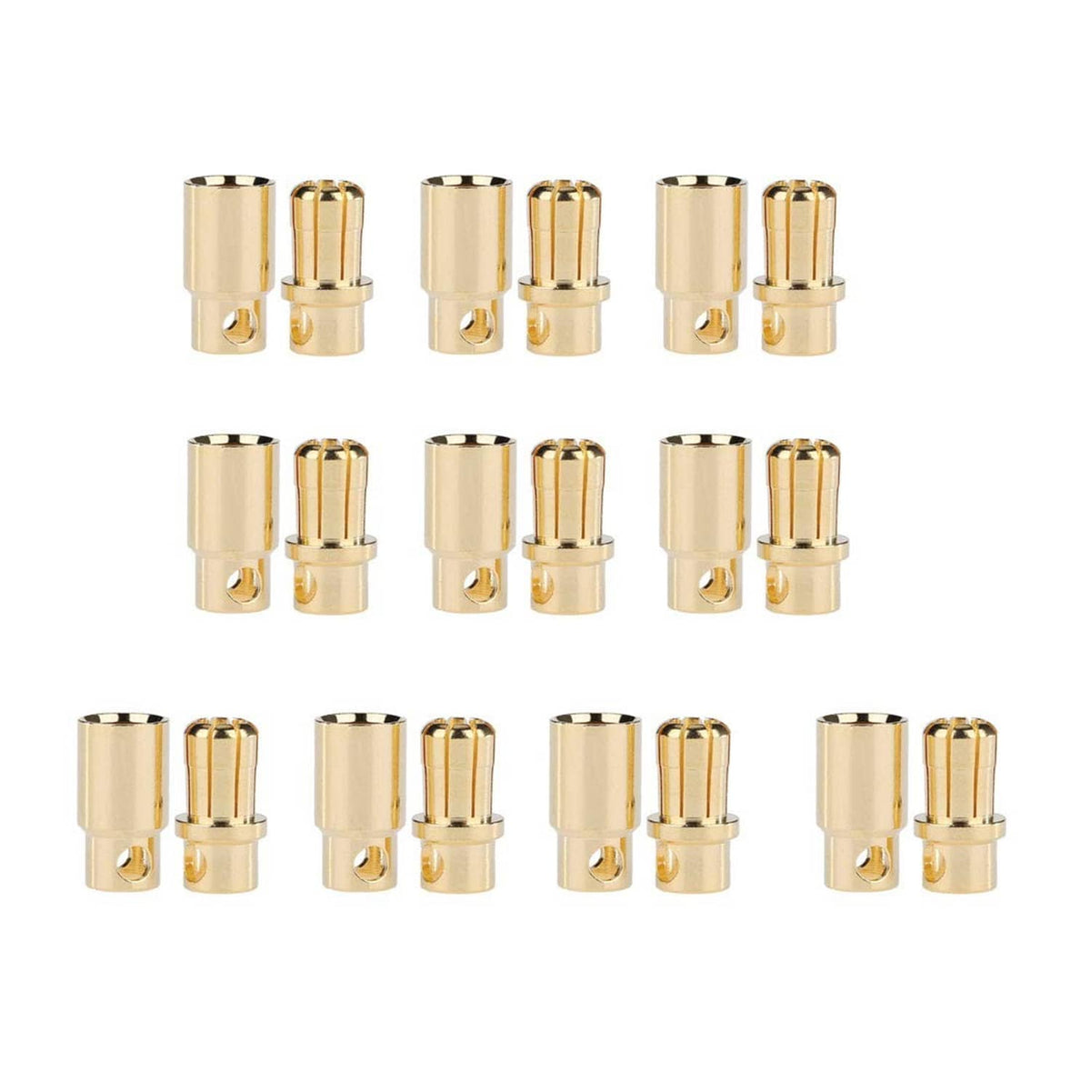 Gold-plated 8mm banana plug connectors, male and female, 10 pairs