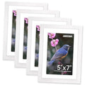 White 5x7 photo frame set of four with clear plexiglass front