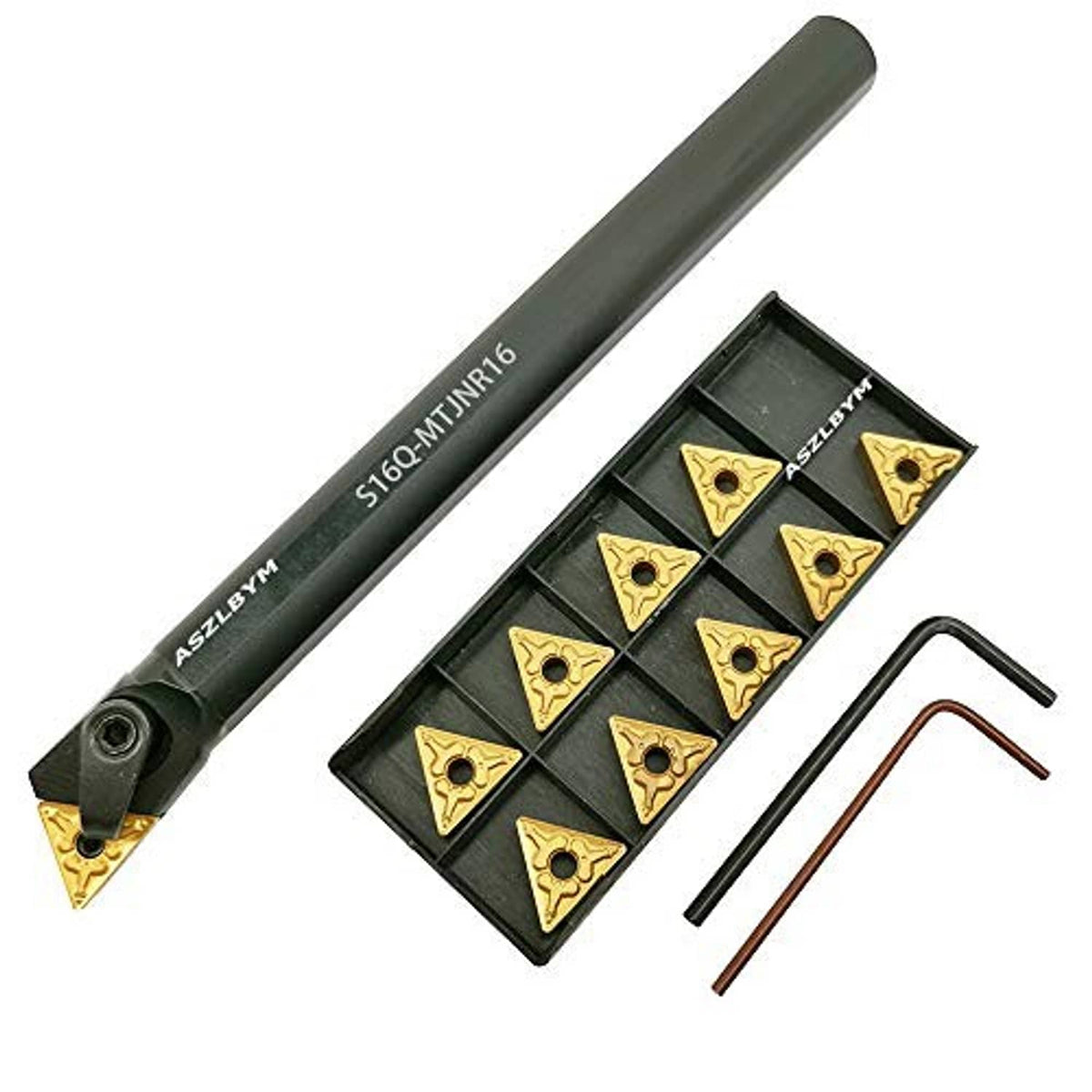 Carbide indexable boring bar turning tool holder with triangular carbide inserts and hex keys