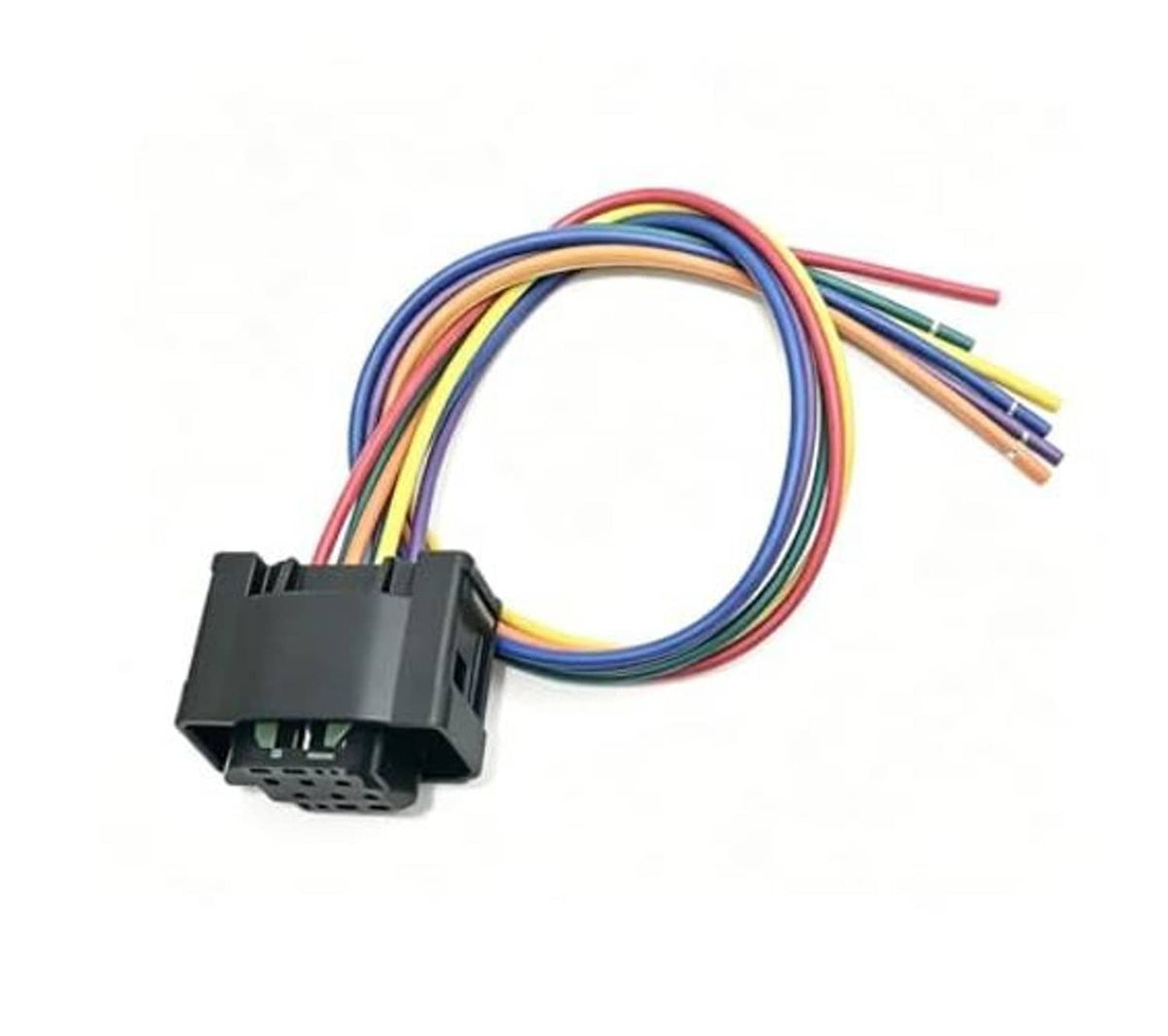 Electronic throttle body pigtail connector wire harness with black connector and wire bundle