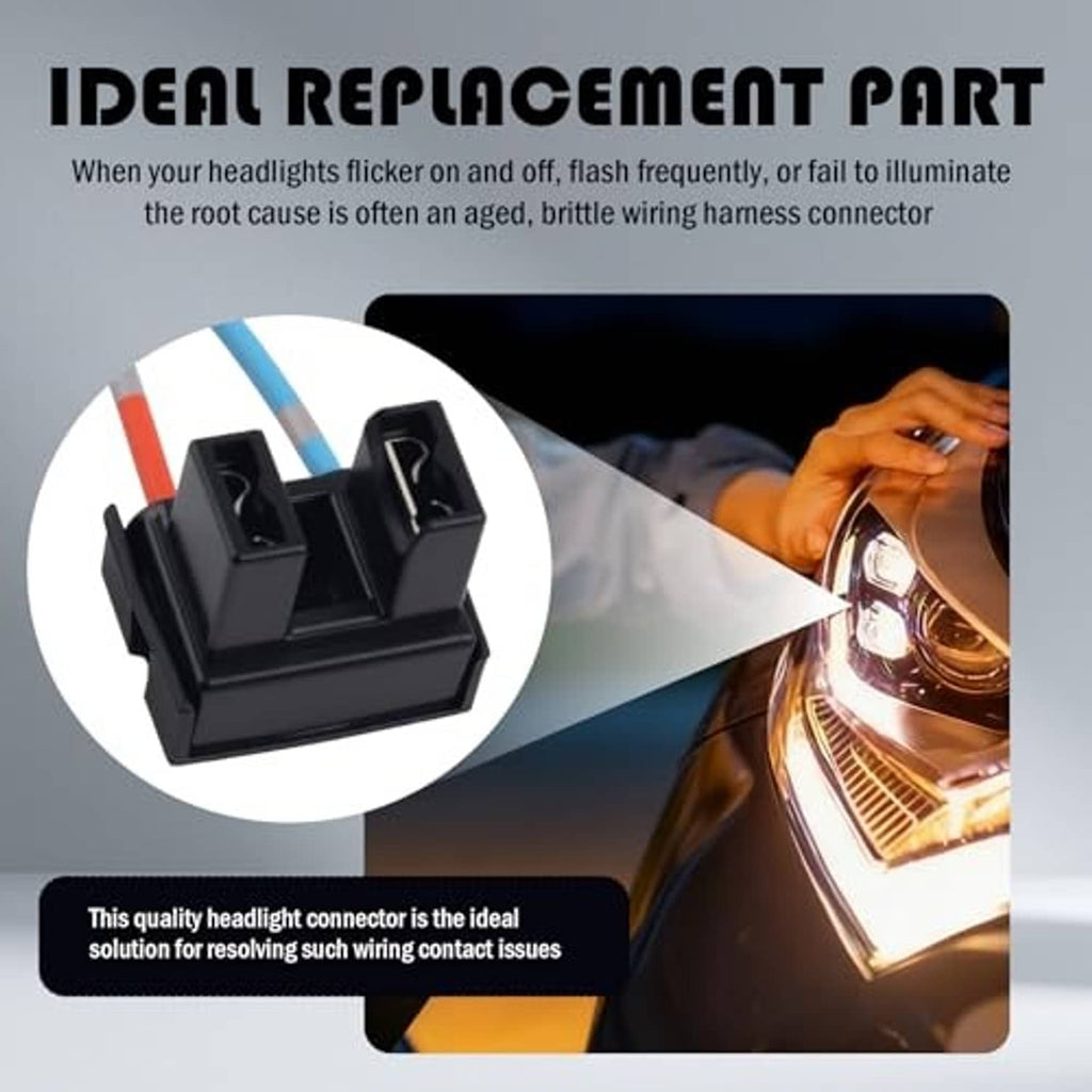 H7 headlight wiring connector replacement, black socket with blue and red wire leads