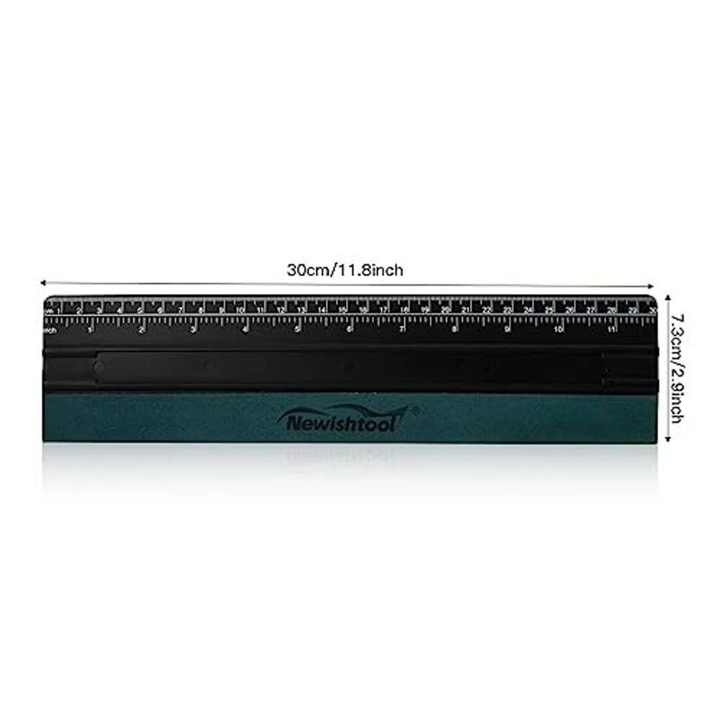 Black felt squeegee with ruler scale and teal pad, showing size measurements (30cm x 7.3cm).