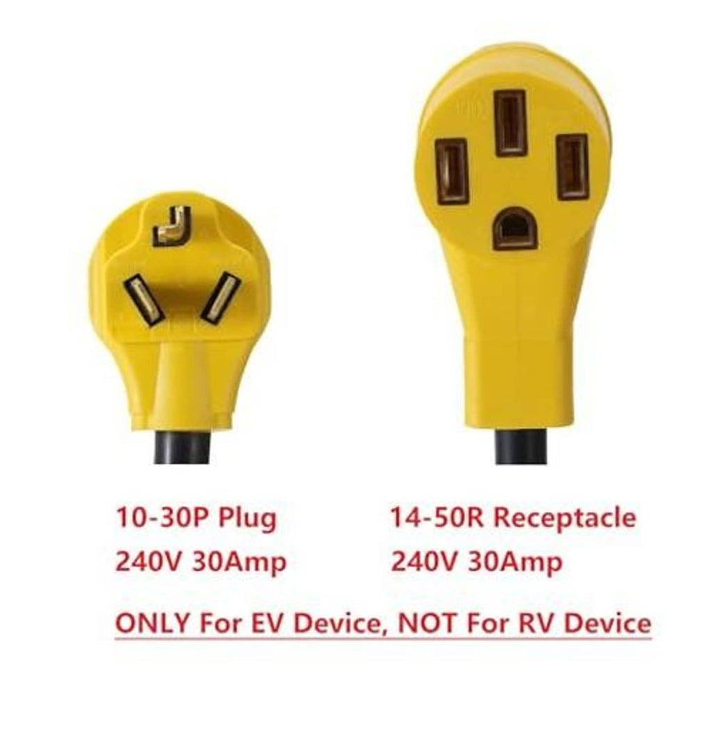 Yellow 10-30P plug and 14-50R receptacle adapter, 240V 30A