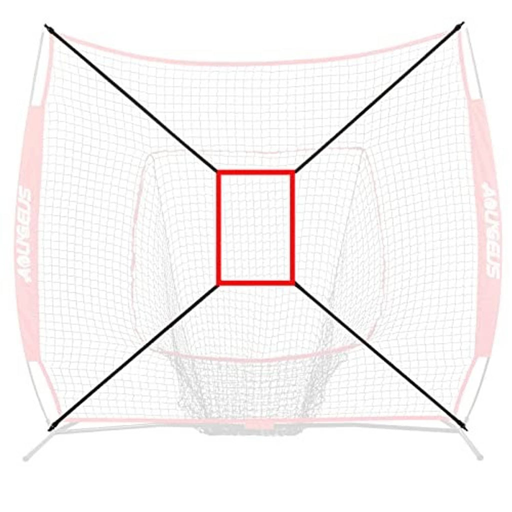 Red-bordered square target on white netting with black support poles