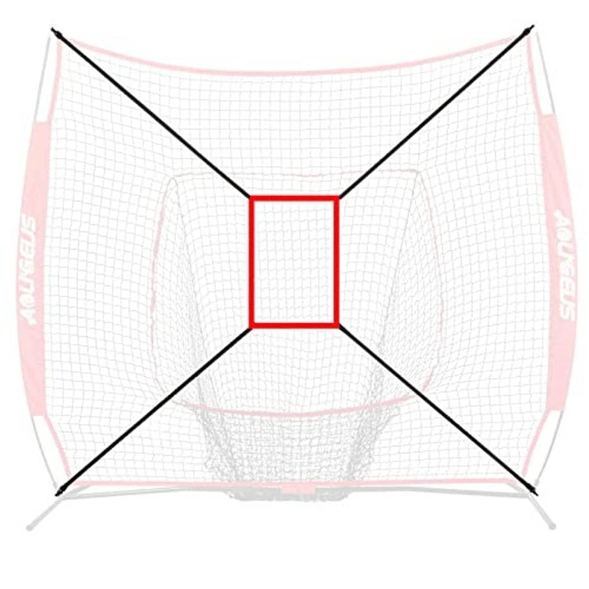 Red-bordered square target on white netting with black support poles