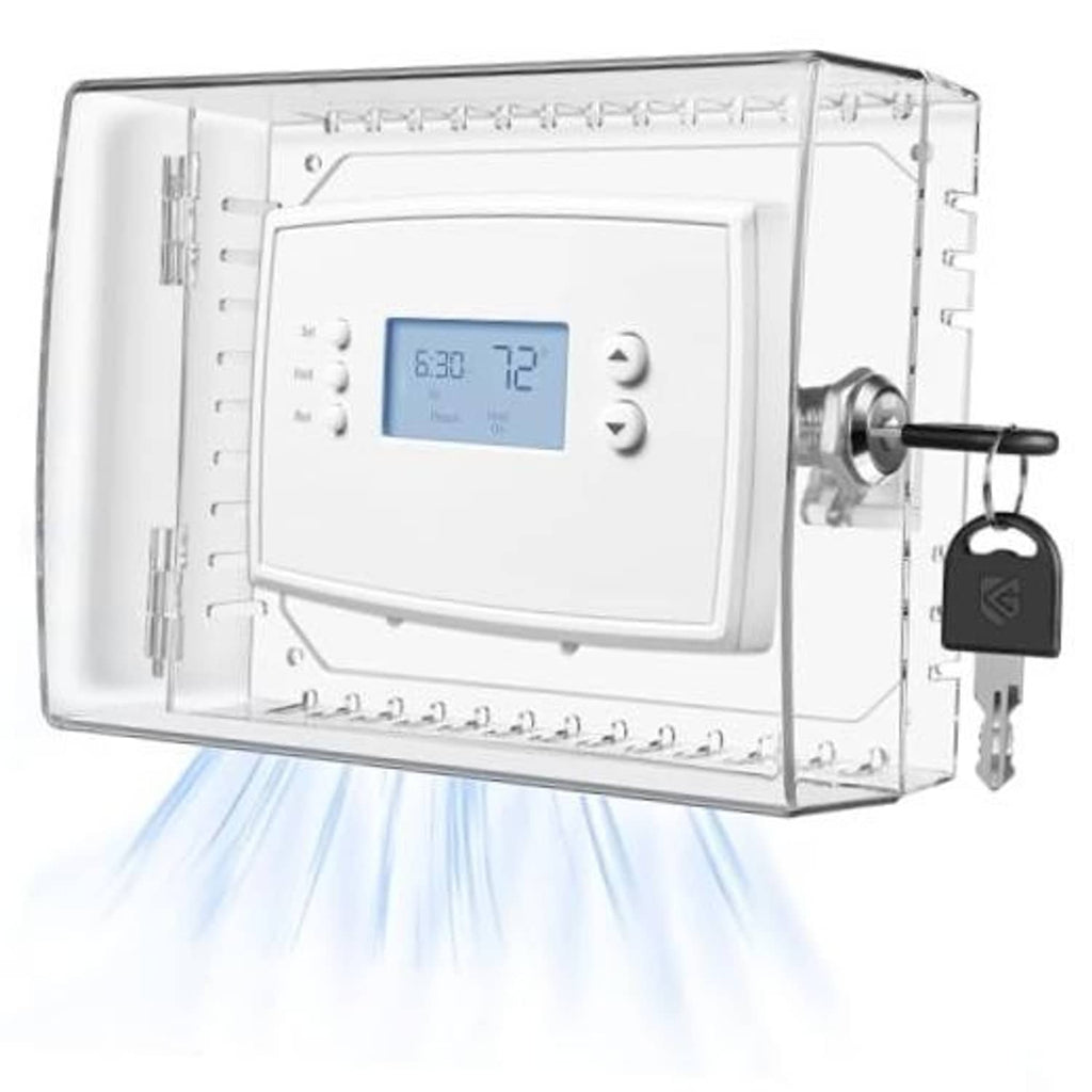 Large clear thermostat lock box with built-in display and key lock