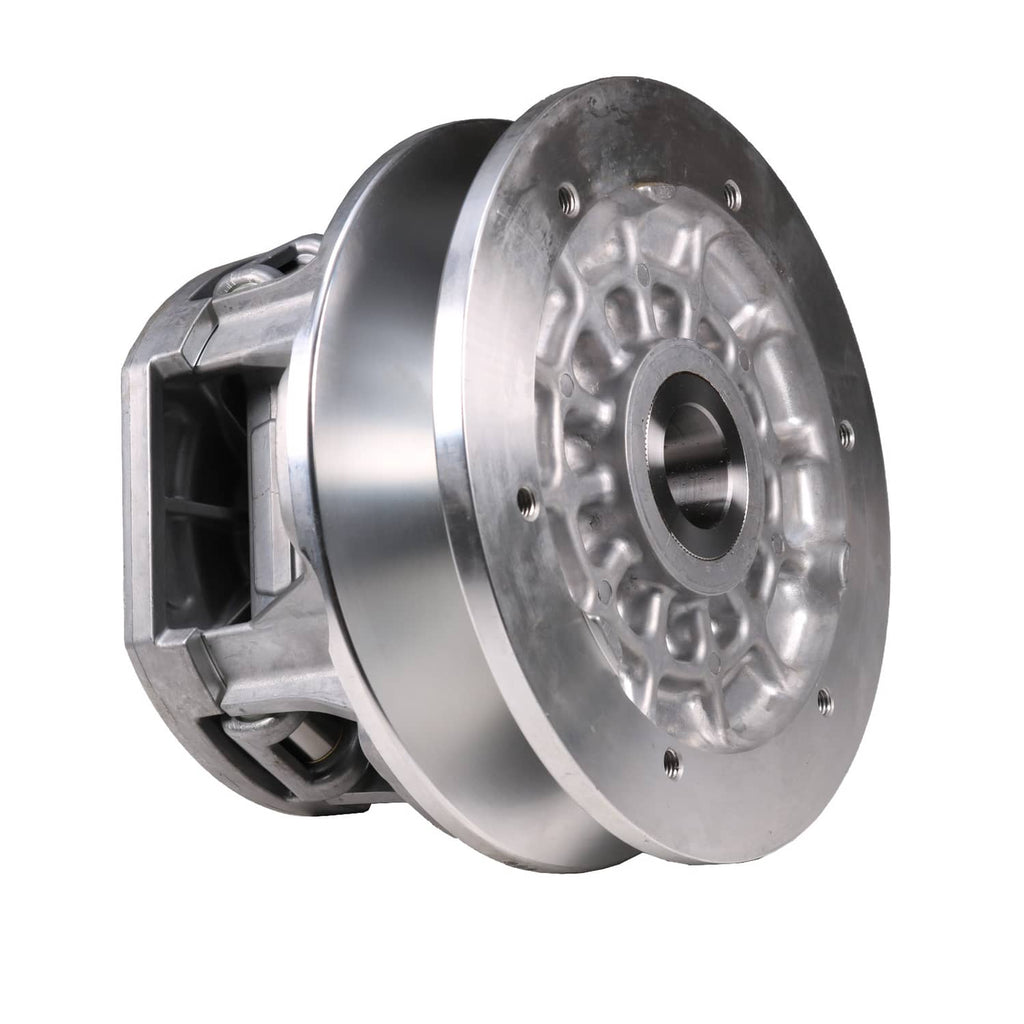 Primary drive clutch assembly with silver face, black housing, and mounting holes