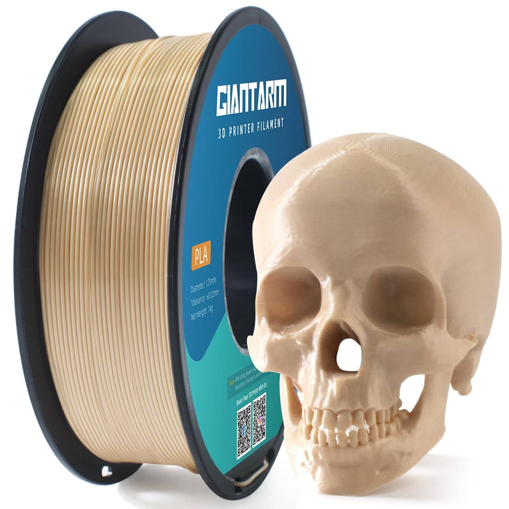 Bone white PLA 3D printer filament spool with blue label, 1kg roll
