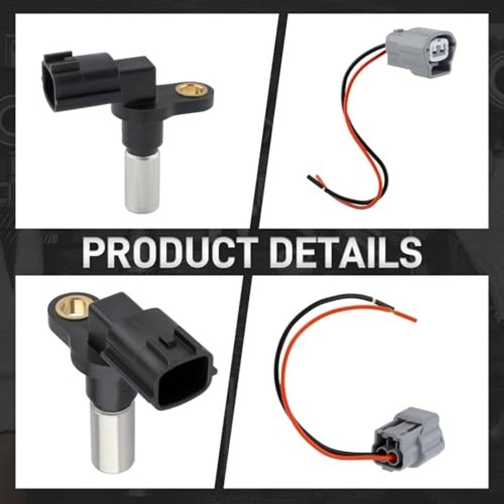 Crankshaft position sensor with electrical leads and connector plug, black and gray