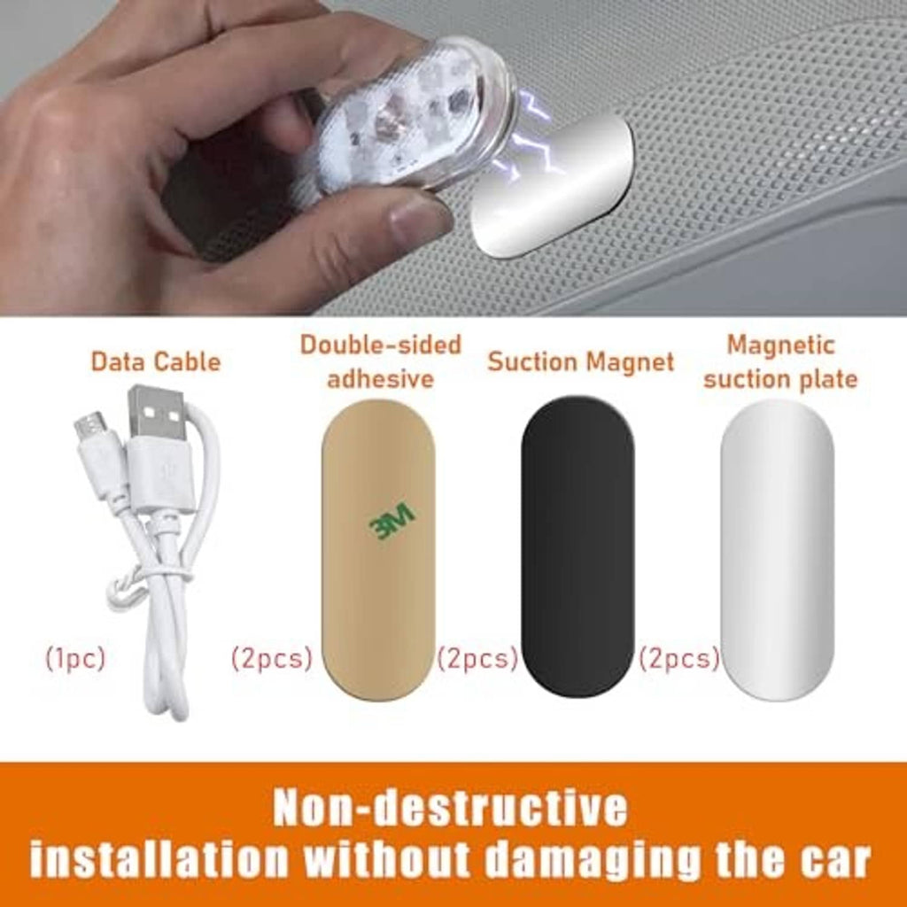 Hand installs an oval LED car interior light; shows magnetic/suction mounting style.