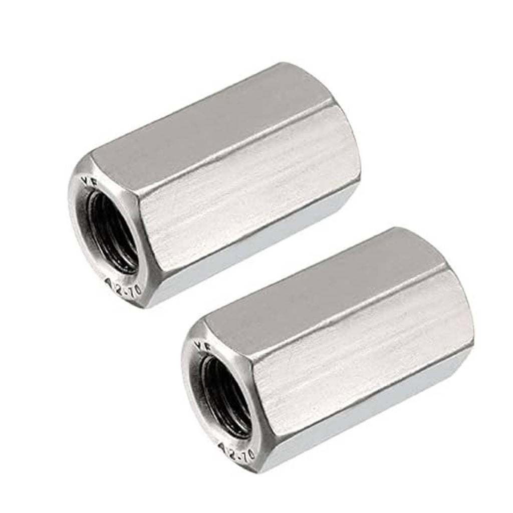 Stainless steel hex extension nuts, M10 x 1.5, 30mm, two-pack