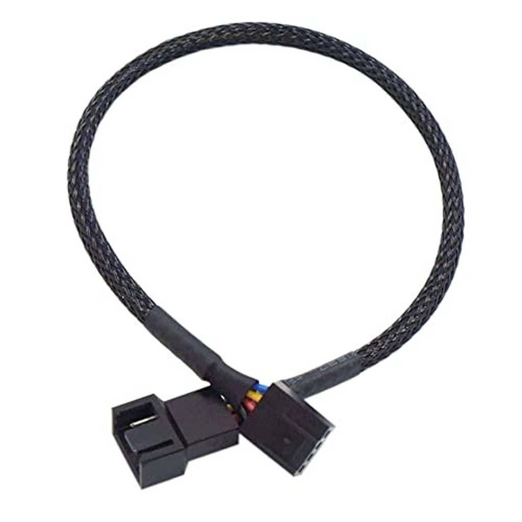 Black nylon braided 4-pin PWM splitter cable with two fan connectors, 1-to-1 adapter